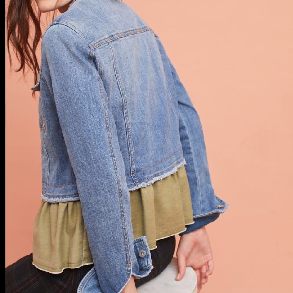 Pilcro & Letterpress Ruffle Denim Jean Jacket Med - Picture 4 of 4